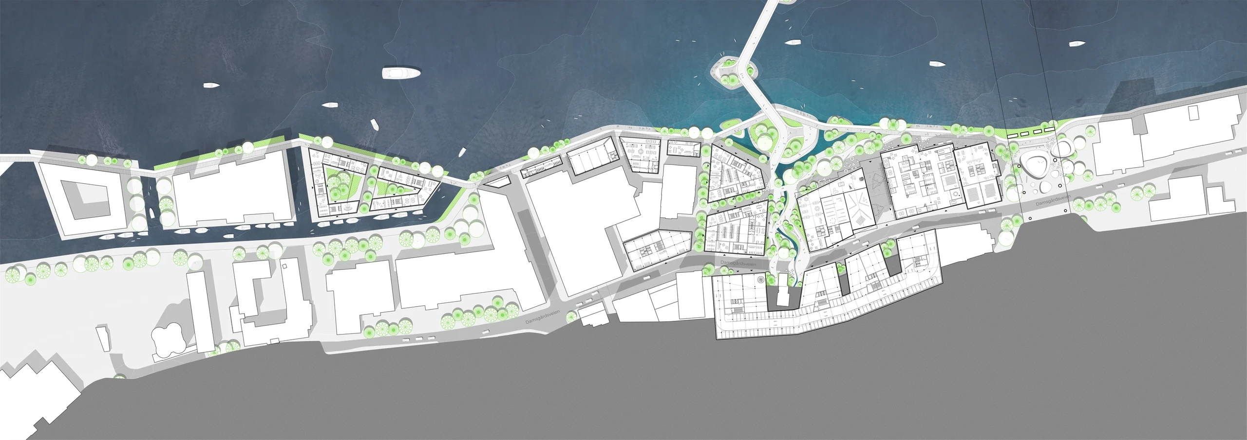 Complete Fjorden ground-level waterfront masterplan at source scale 1:500