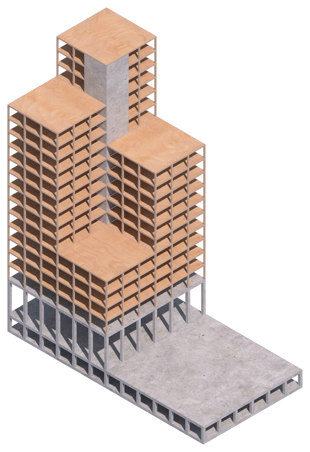 Axonometric of the tower housing typology