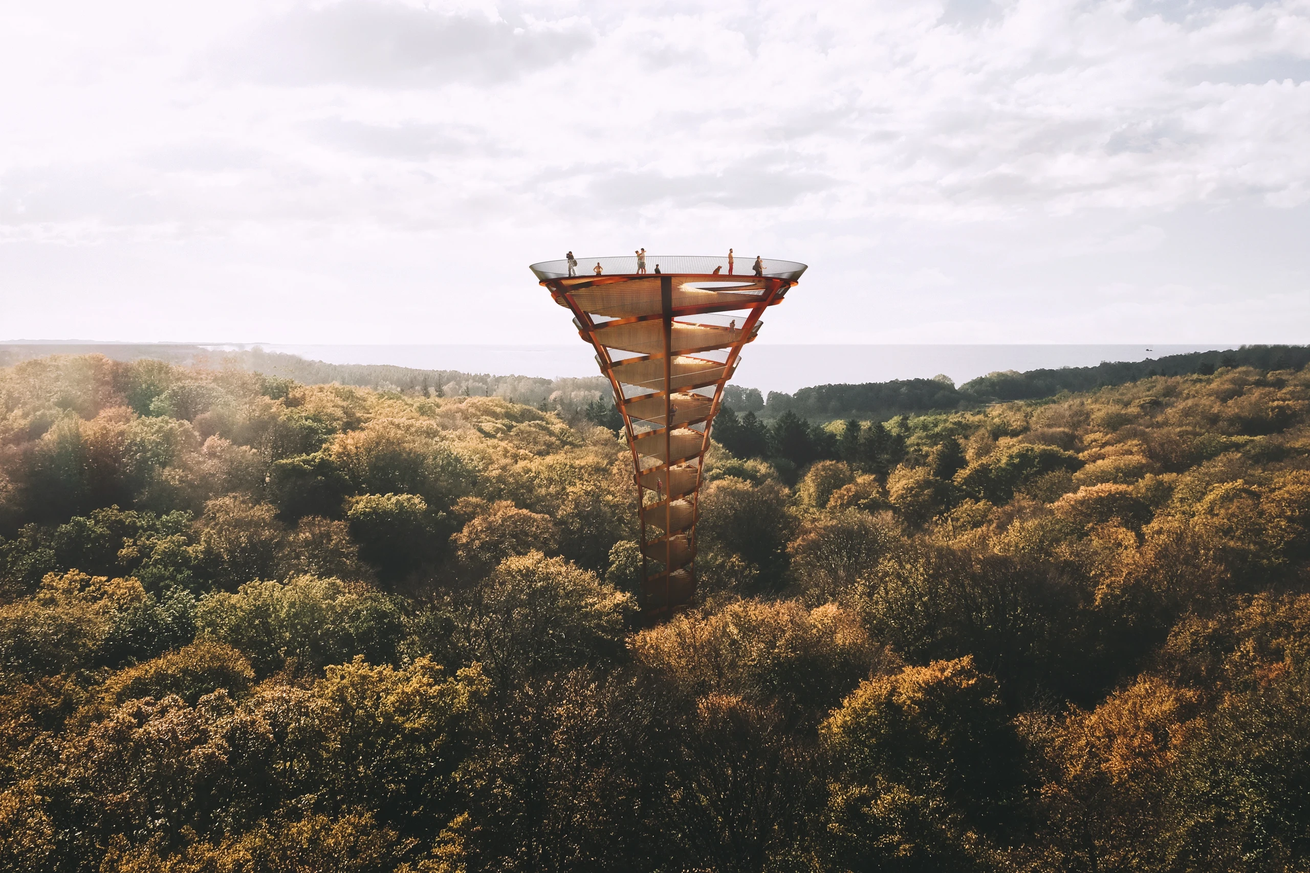 Proposed Helix Tower above the Kongelunden woodland canopy