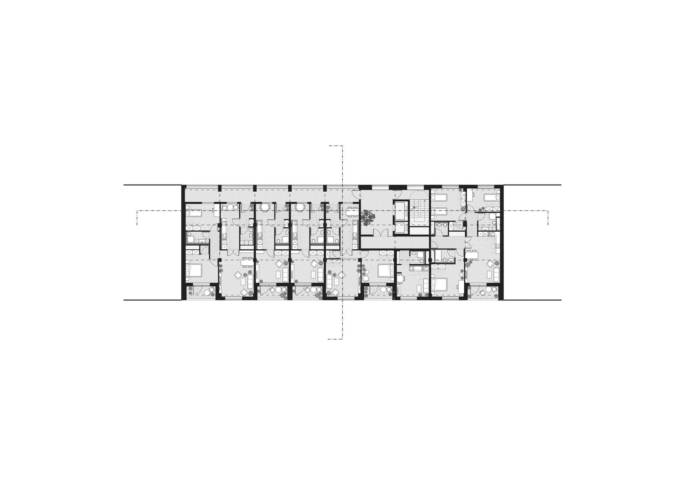 Typical floor plan of gallery-access housing and residential units