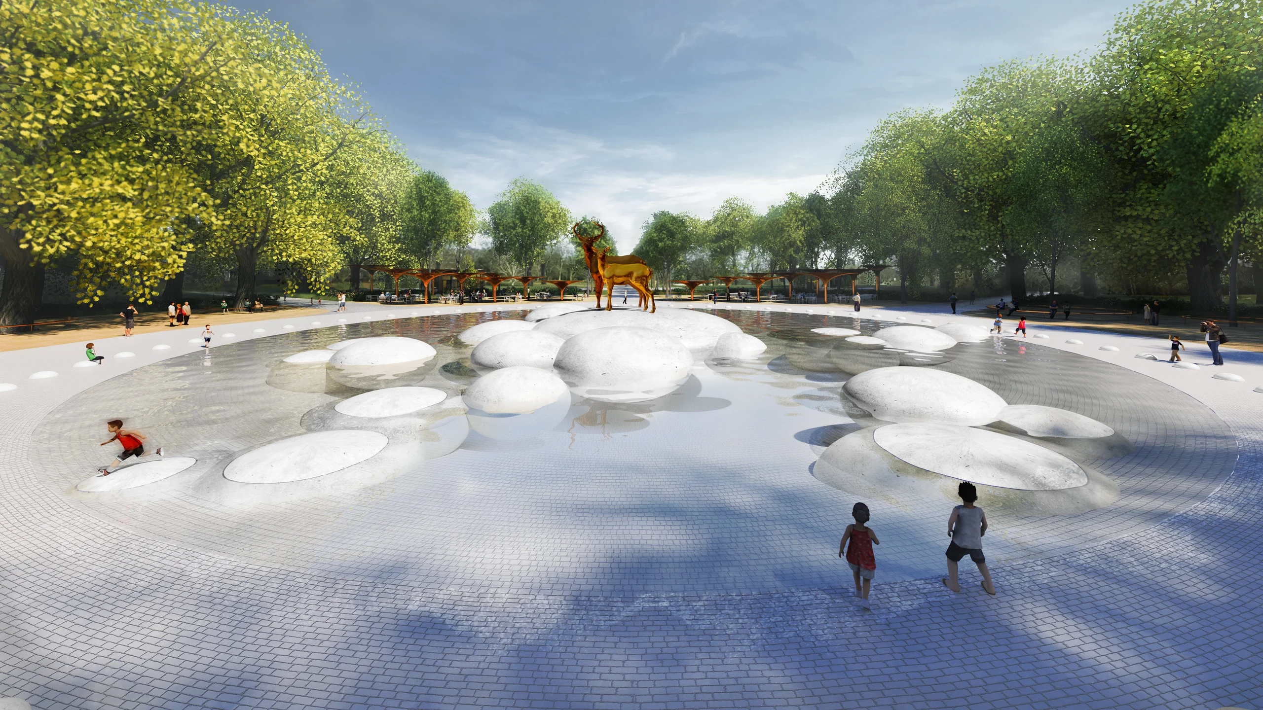 Kongetorv proposal with sculptural white stepping forms and gathering spaces