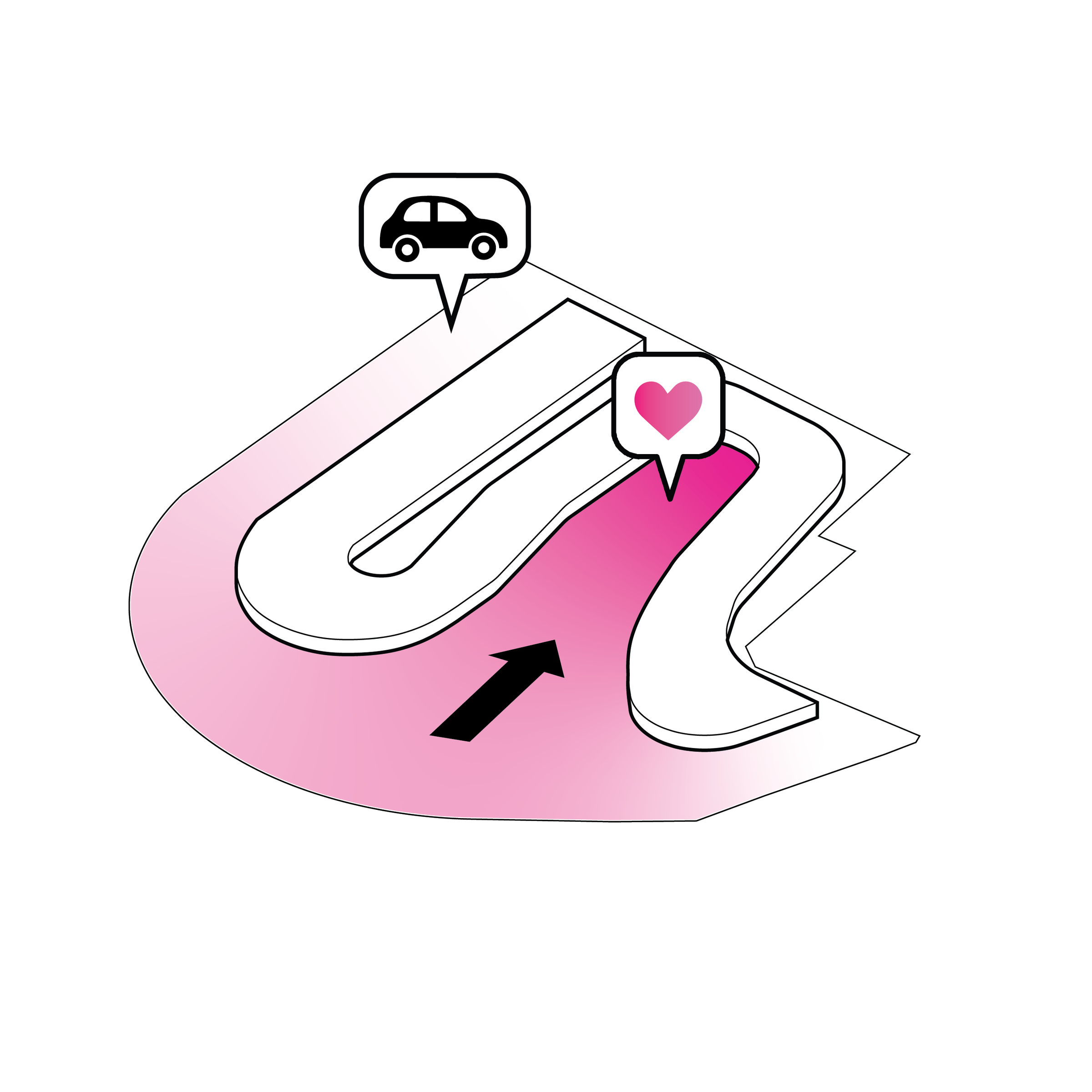 Complete diagram highlighting the public realm around the serpentine commercial building