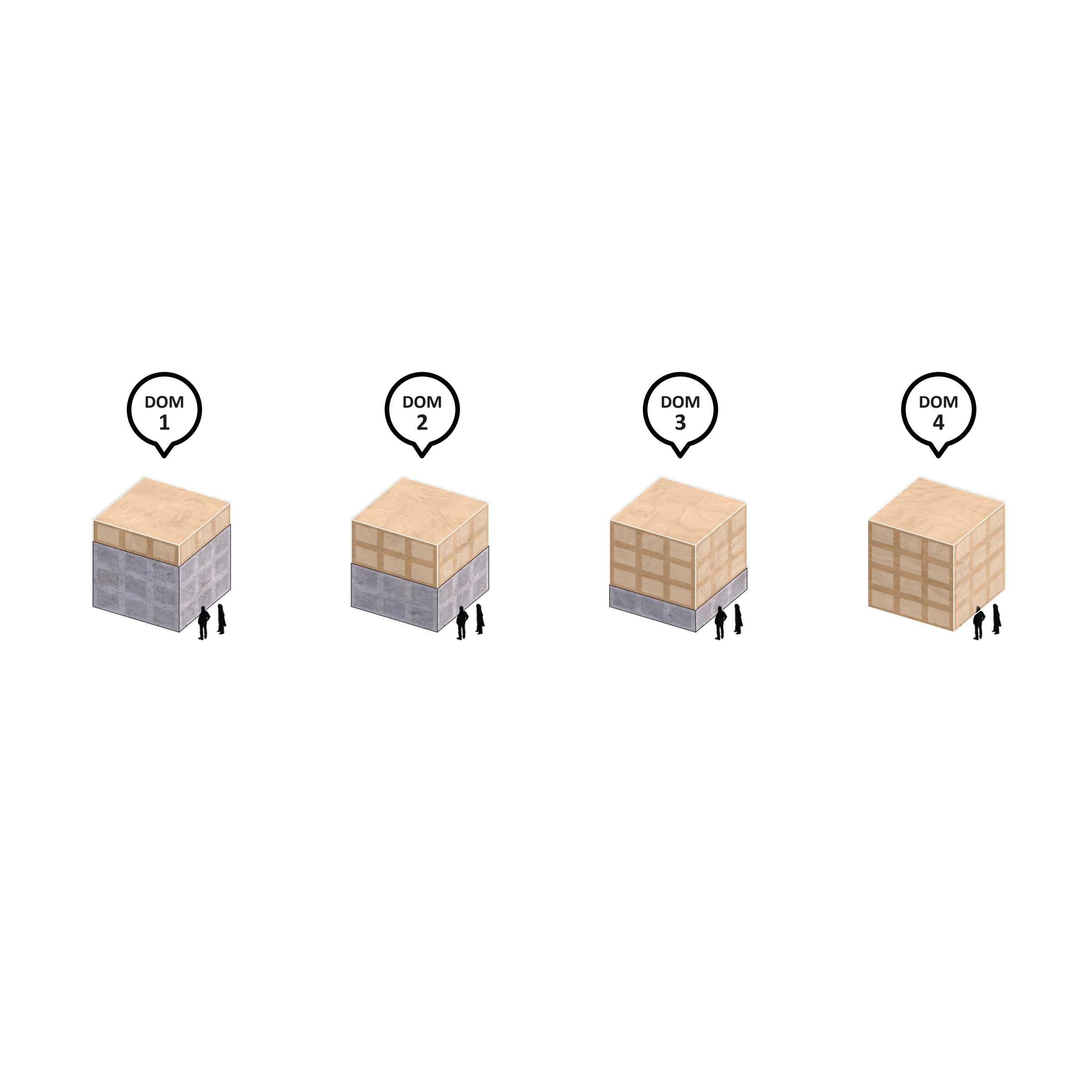 Original axonometric sequence showing interchangeable Superframe façade modules