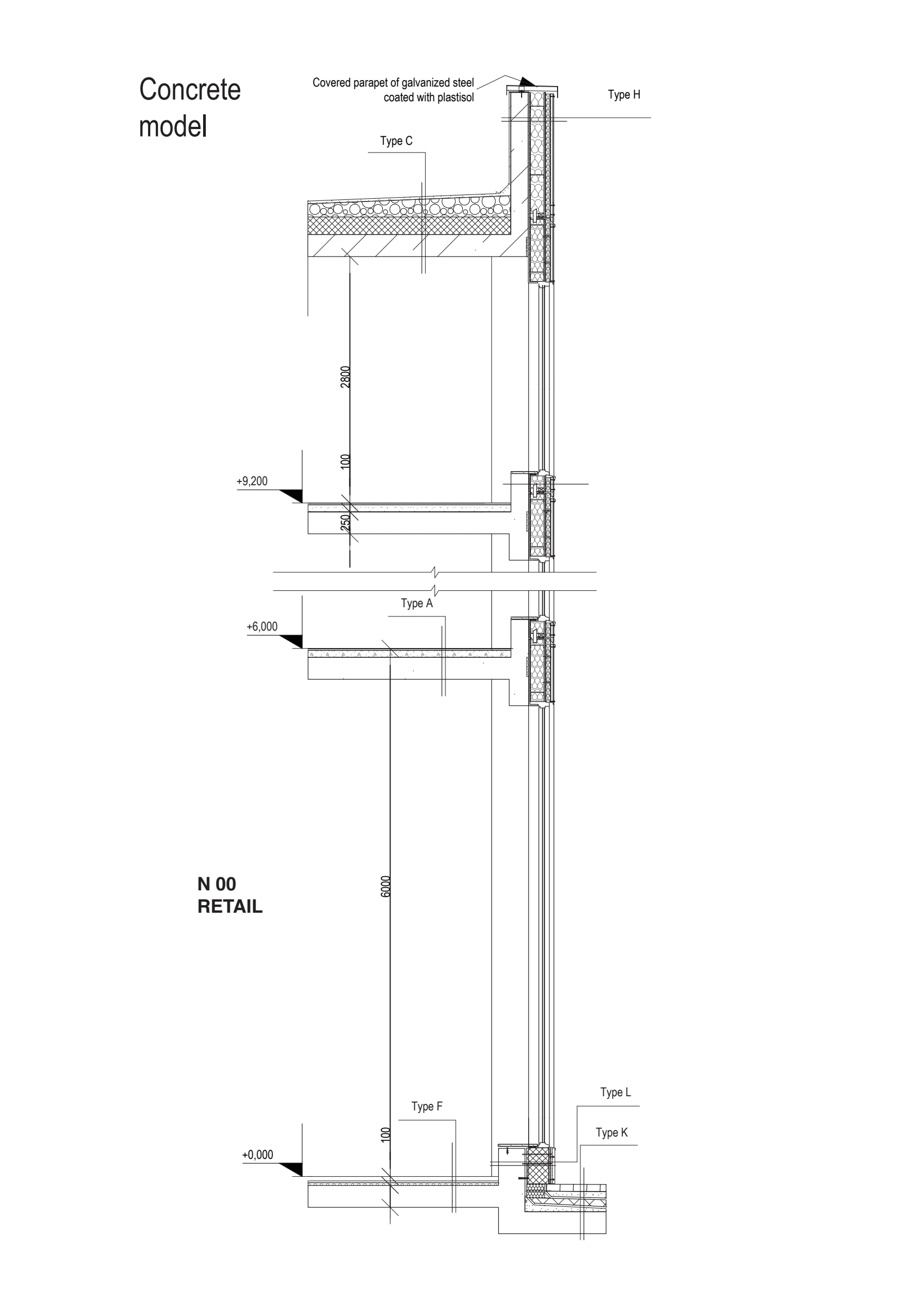 Complete original detail section of the Superframe concrete model