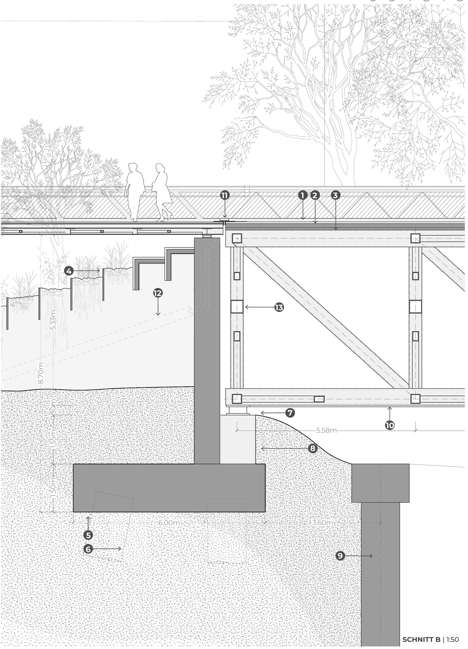 Presentation board 2 · Section B: bearing, abutment, expansion joint and drainage.