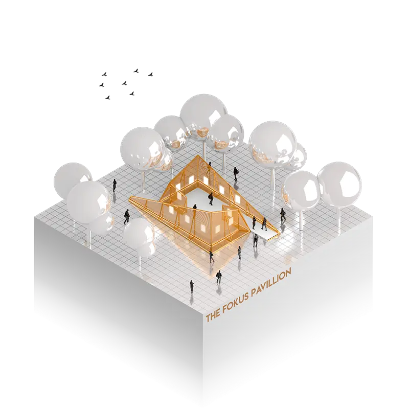Fokus Pavillion — axonometric project illustration