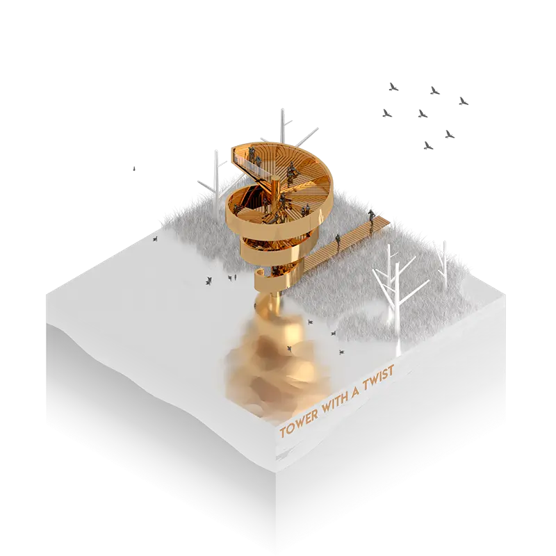 Tower With A Twist — axonometric project illustration