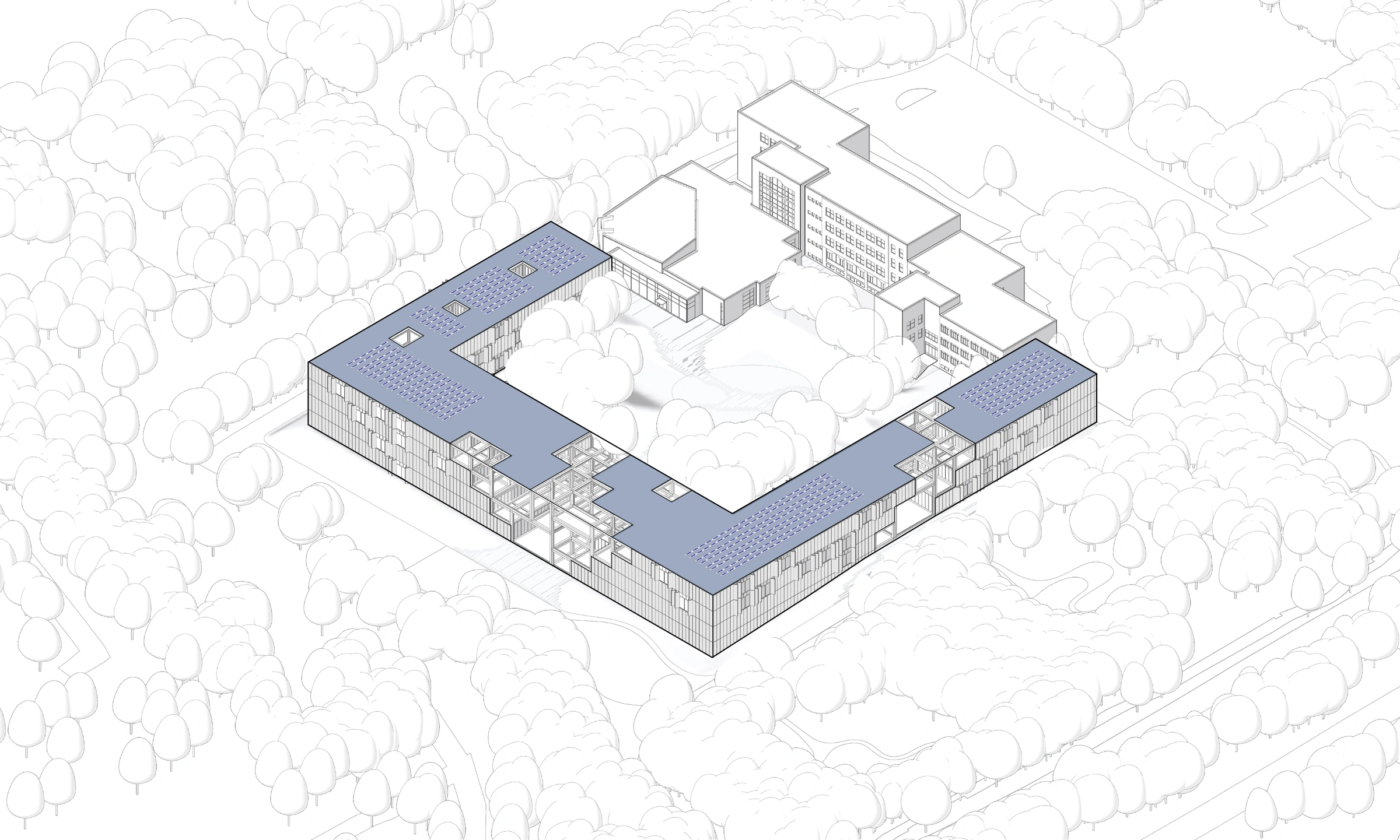 Complete environmental axonometric: roof solar