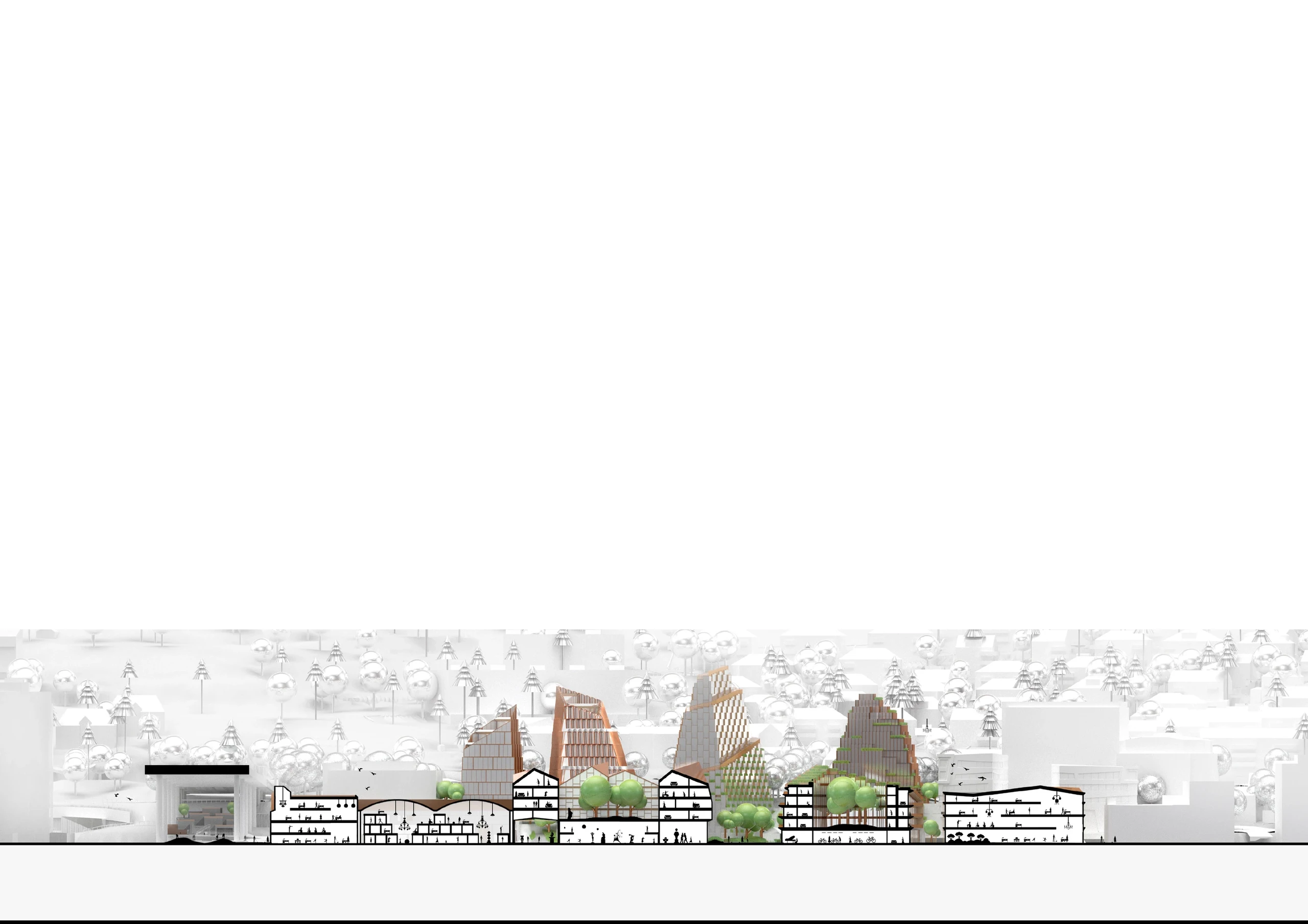 Full architectural section through Fjorden waterfront buildings