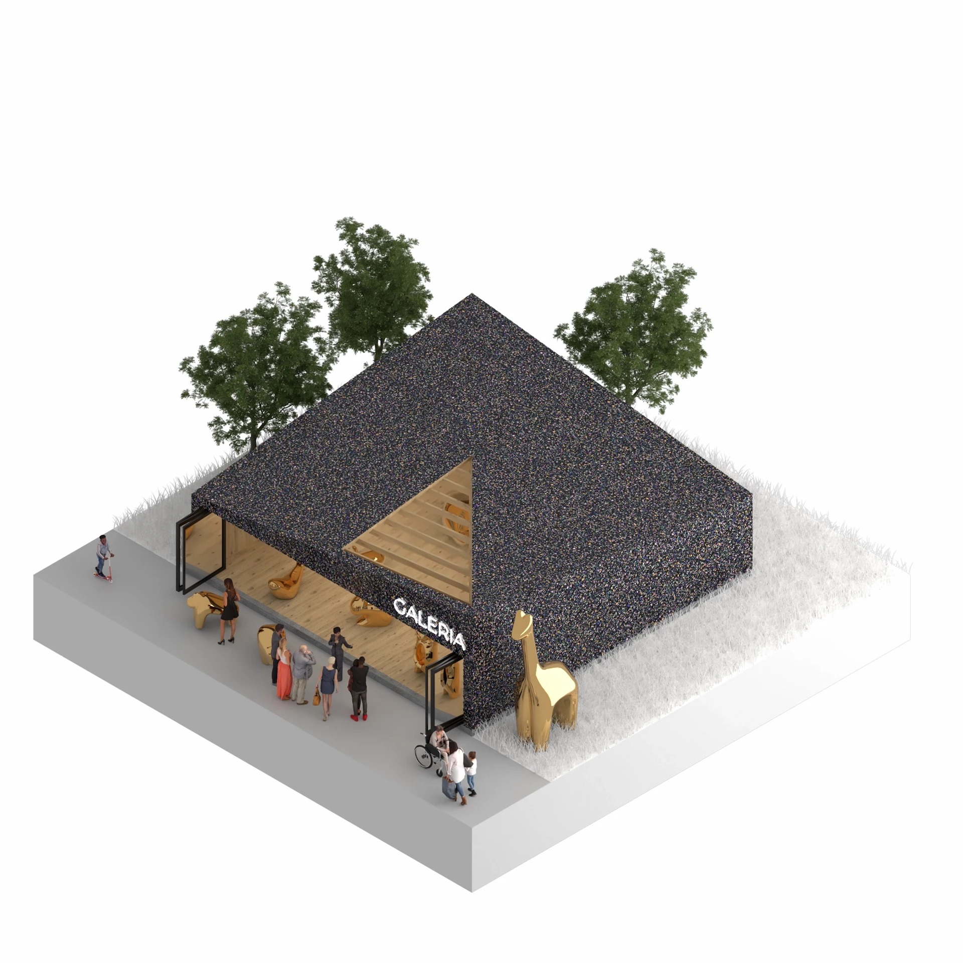 Axonometric View of 10x10m Retail Unit