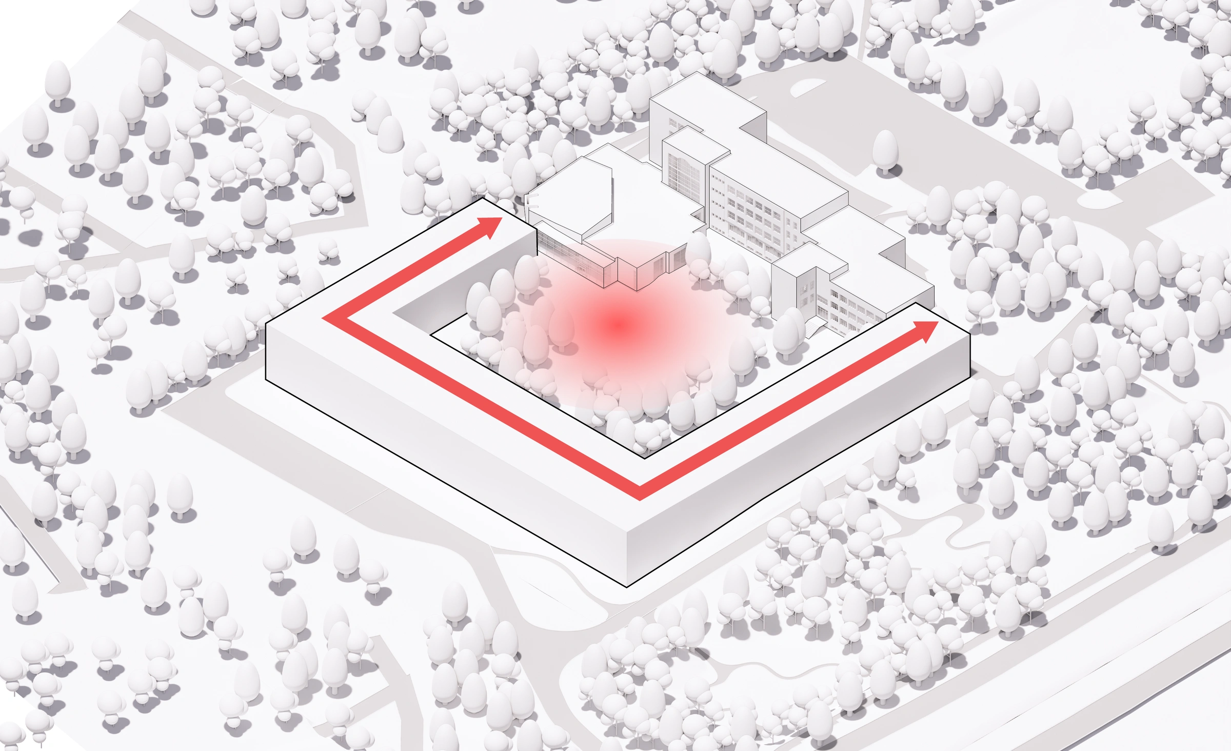 Complete source axonometric: A shared centre, a connected edge