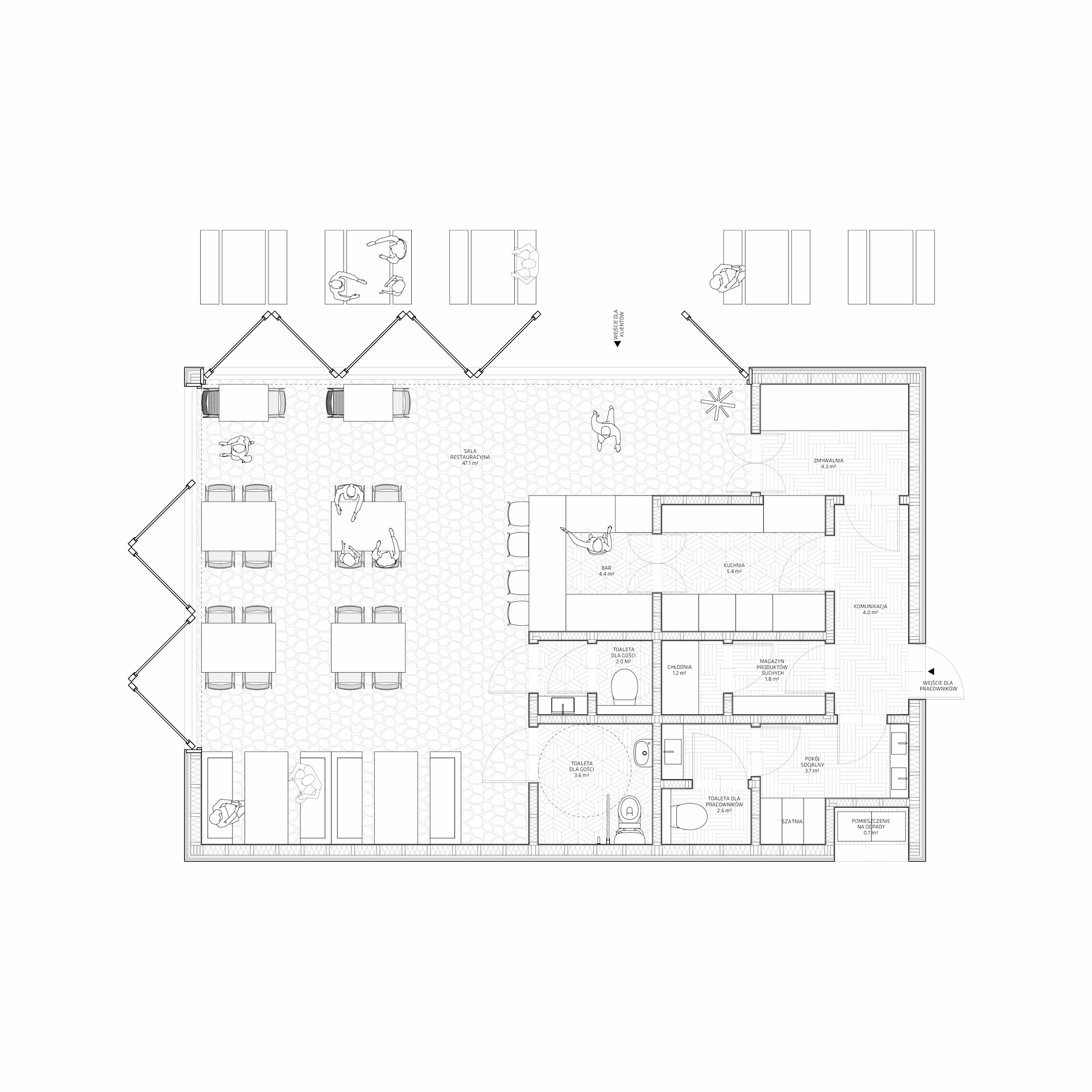 Plan of 8x12m Gastronomic Unit