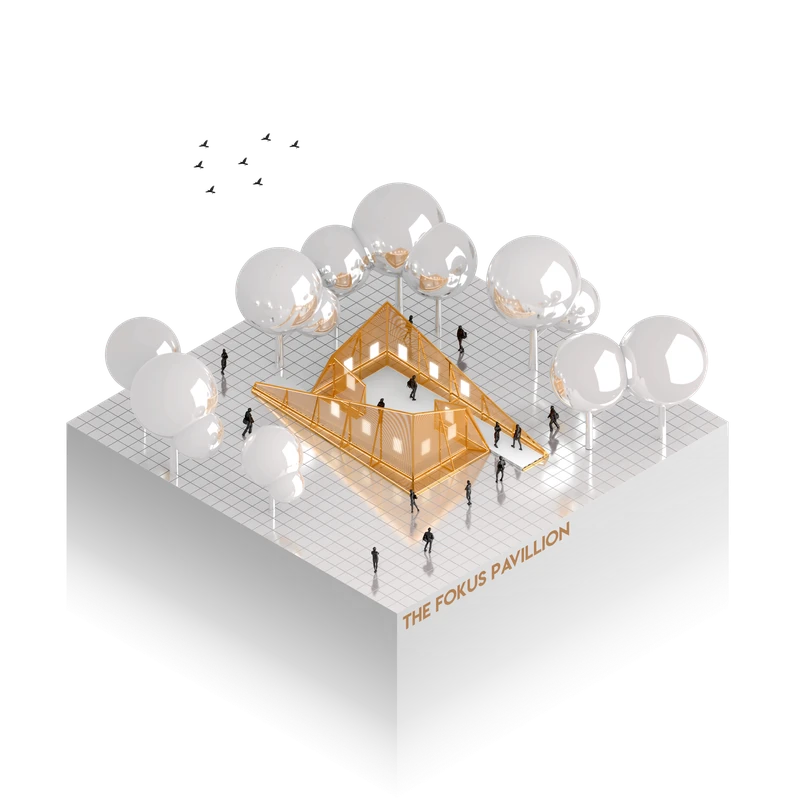 Fokus Pavillion — axonometric project illustration