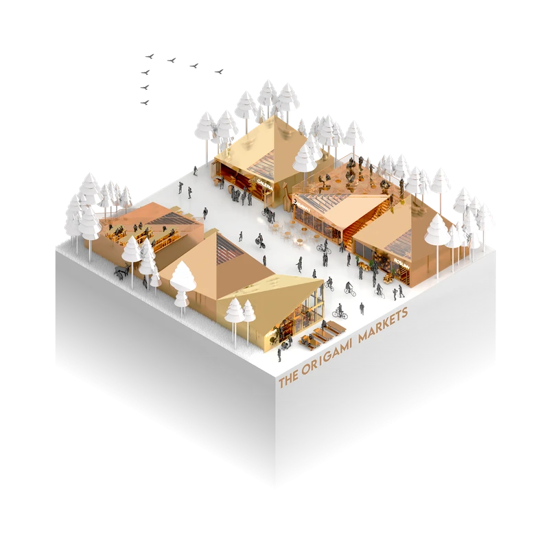 Re-Creational Pavillions — axonometric project illustration