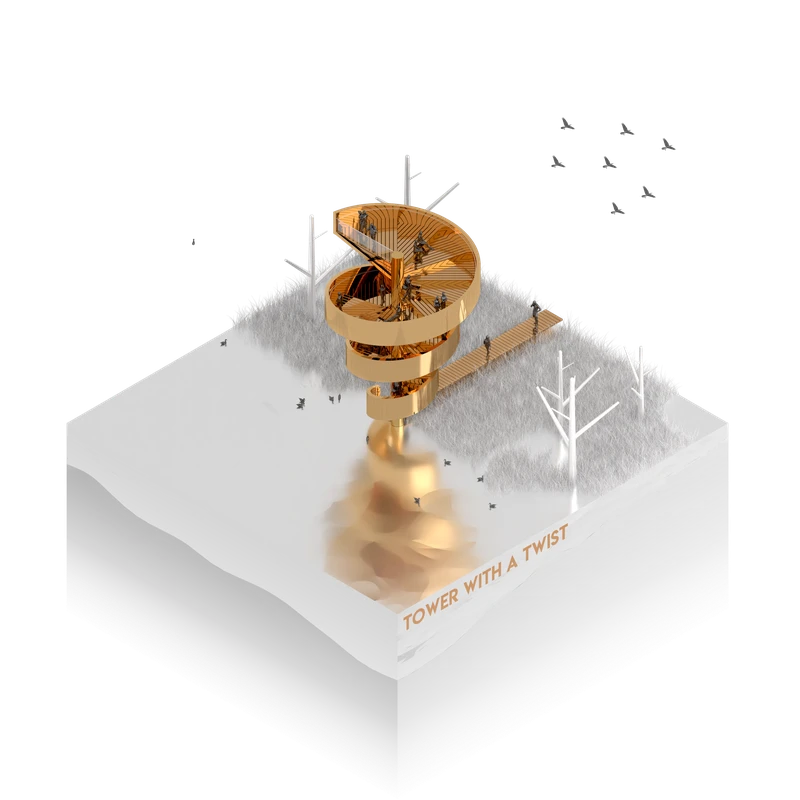 Tower With A Twist — axonometric project illustration